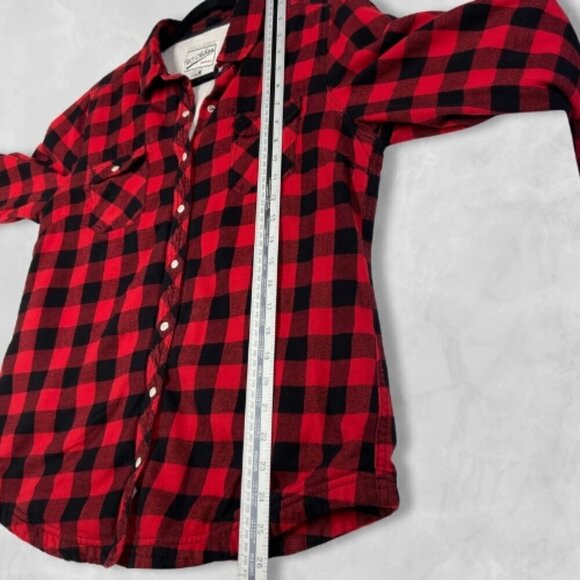 Buffalo Plaid Fleece Shacket Lined Shirt Jacket Red Black BC Clothing Women’s M - Picture 5 of 14